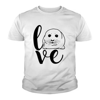 Baby Harp Seal Letter Print Love Youth T-shirt | Mazezy