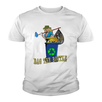 Bag The Bottle Recycle Plastic Great Green Trash Roundup Youth T-shirt | Mazezy