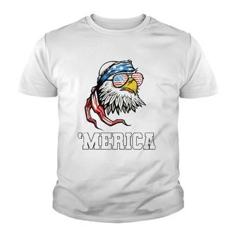 Bald Eagle Usa Flag Merica 4Th Of July Patriotic Youth T-shirt | Mazezy