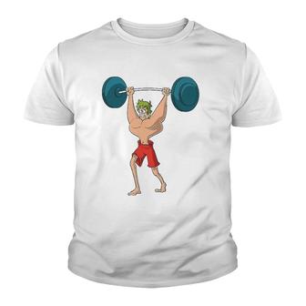 Barbell Weight Lifting Workout Funny Youth T-shirt | Mazezy