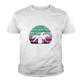 Barrel Racing Horse Lover Vintage Sunset Country Girl Youth T-shirt - Thegiftio