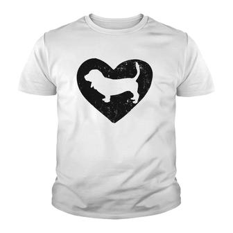 Basset Hound Dog Lover Heart Youth T-shirt | Mazezy