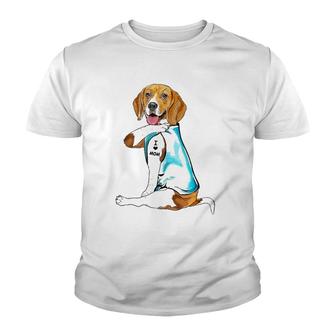 Beagle Tattoos I Love Mom Sitting Gift Mother's Day Youth T-shirt | Mazezy