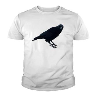 Beautiful Curious Black Crow Raven Bird Silhouette Youth T-shirt | Mazezy
