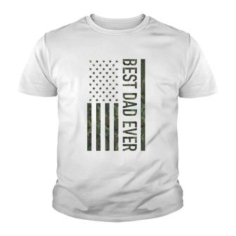 Best Dad Ever American Us Camouflage Flag Gift For Father Youth T-shirt | Mazezy