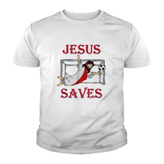 Best Jesus Saves Soccer Goalie Youth T-shirt | Mazezy