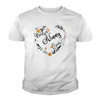 Best Ninny Ever Heart Flower Blessed Grandma Mother's Day Youth T-shirt | Mazezy