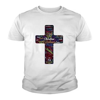 Biblical Christian Cross God Faith Gift Youth T-shirt | Mazezy