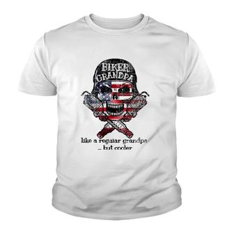 Biker Grandpa Funny Motorcycle Grandfather Tee Youth T-shirt | Mazezy