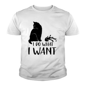 Black Cat Funny I Do What I Want Meowy Cat Lovers Youth T-shirt | Mazezy