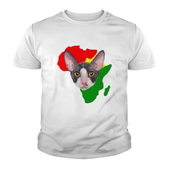 Black History Month African Map Cornish Rex Gift For Pet Lovers Proud Black Youth T-shirt | Mazezy