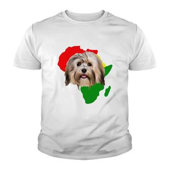 Black History Month African Map Havanese Gift For Pet Lovers Proud Black Youth T-shirt | Mazezy