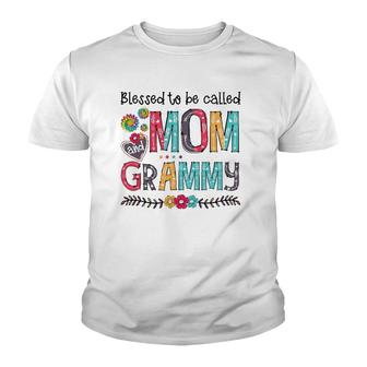 Blessed To Be Called Mom And Grammy Tie Dye Daisy Youth T-shirt | Mazezy