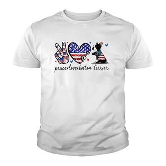 Boston Terrier Dog Lover Usa Flag 4Th Of July Youth T-shirt | Mazezy