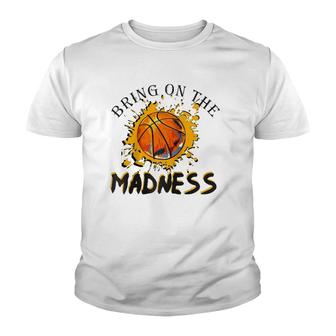 Bring On The Madness College March Basketball Madness Raglan Baseball Tee Youth T-shirt | Mazezy