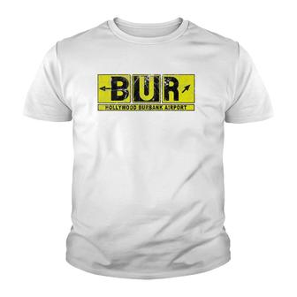 Bur Hollywood Burbank Airport Taxi Way Sign Pilot Vintage Youth T-shirt | Mazezy