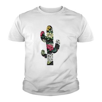 Cactus Tropical Flowers Floral Hawaiian Gardening Succulent Youth T-shirt | Mazezy