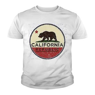 California State Flag Republic Los Angeles Bear Youth T-shirt | Mazezy