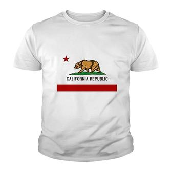 California State Flag Republic Los Angeles Bear Youth T-shirt | Mazezy