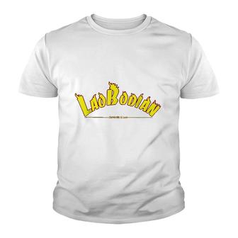 Cambodia Laos Flaming Text Laobodian Youth T-shirt | Mazezy