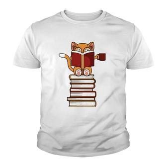 Cats And Reading Books Literature Youth T-shirt | Mazezy