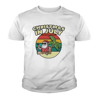Christmas In July Summer Santa Vintage Xmas Tropical Gift Youth T-shirt | Mazezy