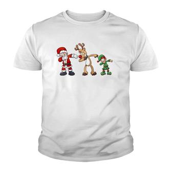 Christmas New Year Holiday , Xmas Santa Claus Dabbing Raglan Baseball Tee Youth T-shirt | Mazezy