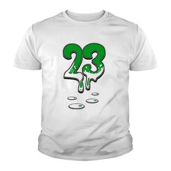 Christmas Number 23 Drip Sneaker Matching 3 Retro Pine Green Youth T-shirt | Mazezy