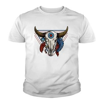 Classic Buffalo Skull Native American Tribe Totem Youth T-shirt | Mazezy