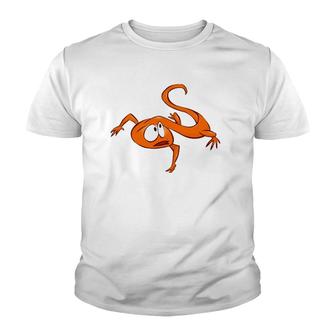 Cool Cartoon Orange Baby Lizard Design Youth T-shirt | Mazezy