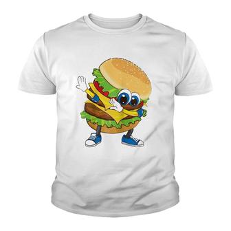 Cool Dabbing Burger Funny Street Dancer Hamburger Lover Gift Raglan Baseball Tee Youth T-shirt | Mazezy
