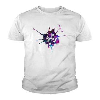 Cool Water Color Musical Notes Music And Arts Musicians Gift Youth T-shirt | Mazezy