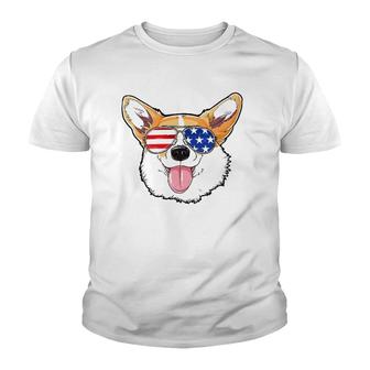 Corgi 4Th Of July American Sunglasses Dog Puppy Usa Dog V2 Youth T-shirt - Thegiftio UK