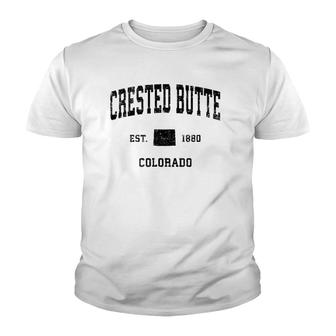 Crested Butte Colorado Co Vintage Sports Design Black Print Youth T-shirt | Mazezy