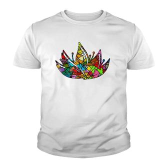 Crown Chakra Stainglass Lotus Flower Youth T-shirt | Mazezy