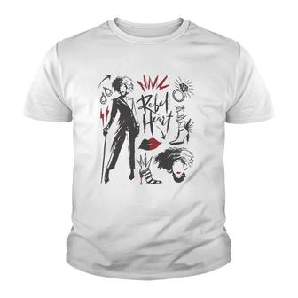 Cruella Rebel Heart Collage Sketches Youth T-shirt