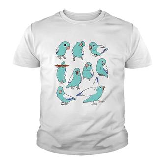 Cute Blue Fallow Parrotlet Pattern Pacific Parrot Doodle Youth T-shirt | Mazezy