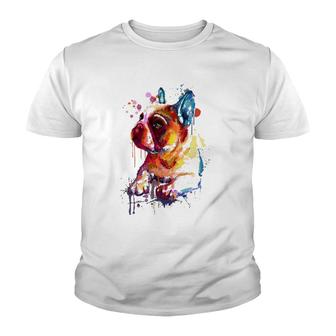 Cute French Bulldog, Watercolor Dog Breed Design Youth T-shirt | Mazezy