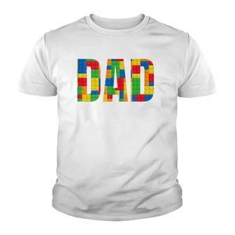 Dad Parent Brick Master Builder Building Blocks Set Family Youth T-shirt | Mazezy