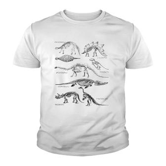 Dinosaur Skeleton Clothing Dino Vintage Paleontology Alt Art Youth T-shirt | Mazezy
