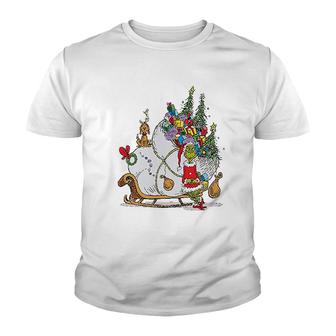 Dr Seuss Grinch Sleigh Youth T-shirt | Mazezy CA