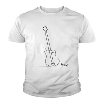 E Bass Music Band Design One Line Bass Player Youth T-shirt | Mazezy