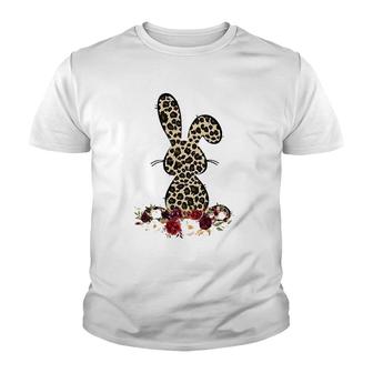 Easter Cute Gift For Her Mom Teen Girls Wife Leopard Bunny Youth T-shirt | Mazezy