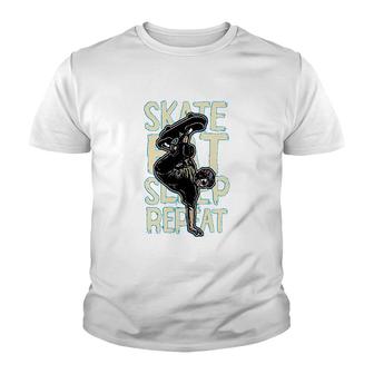 Eat Sleep Skate Repeat Skateboard Lover Youth T-shirt | Mazezy