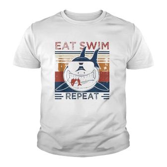 Eat Swim Repeat Shark Lovers Retro Vintage For The Week Youth T-shirt | Mazezy