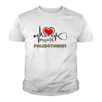 Essential Phlebotomist Heartbeat Phlebotomist Nurse Gift Youth T-shirt - Thegiftio UK