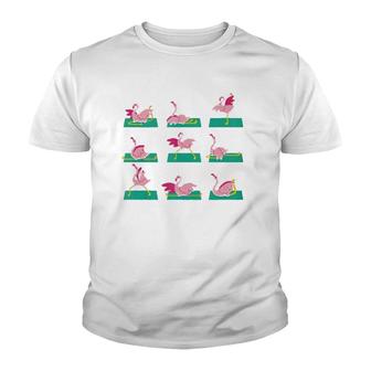 Flamingo Yoga Poses Meditation Workout Exercise Mom Gift Youth T-shirt | Mazezy