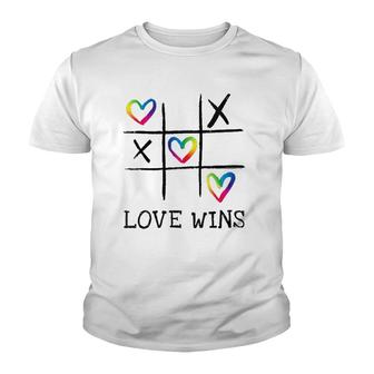Fun Lgbtq Love Wins In Gay Pride Rainbow Colors - Gay Ally V-Neck Youth T-shirt | Mazezy