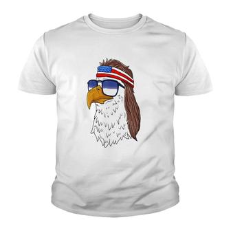Funny American Bald Eagle Mullet 4Th Of July Youth T-shirt | Mazezy