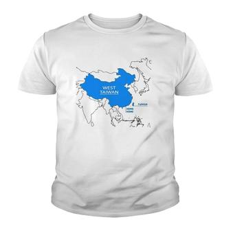 Funny China Map Define China Is West Taiwan Youth T-shirt | Mazezy